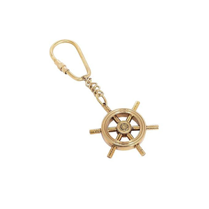Porte-clés artisanal vintage en laiton en forme de roue de bateau, accessoire de collection nautique et maritime, cadeau - Product Image 2