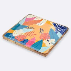 Bandeja de Madera con Estampado de Hojas Tropicales Vibrantes, Plato Decorativo Cuadrado Multiusos al por Mayor, Proveedor para Uso Doméstico y Pedidos al por Mayor - Product Image 2