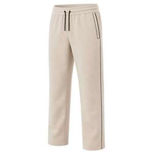 Ensemble de survêtement unisexe beige uni, demi-zip, manches longues, léger, respirant, en polaire, avec poches latérales, fermeture à cordon, décontracté - Product Image 3