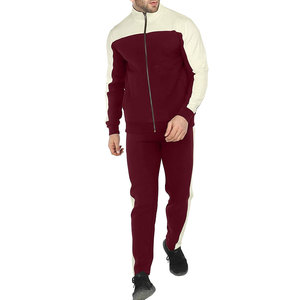 Men's Color Blocking Tracksuit Full <b>Zip</b> <b>Hooded</b> Sweatshirt With Side Pockets Casual Jogging Pants Polyester Cotton Autumn Wear - Product Image 1