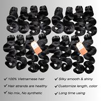 Nouvelle Arrivée Extensions de Cheveux Humains Vietnamiens 100% Bruts Non Transformés Grade 12A Tissage de Cheveux Double Trame Style Ondulé Corps Entier