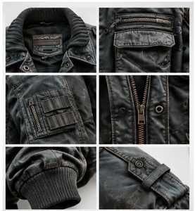 TACTICAL <b>LEATHER</b> <b>JACKET</b> FOR <b>MEN</b> WITH TURN DOWN COLLAR - Product Image 2