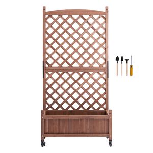 Jardinera Elevada de Madera para Exteriores de 30 x 13 x 61.4 Pulgadas con Orificios de Drenaje para Paredes - Product Image 1