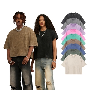 T-shirt Streetwear Homme Délavé à l'Acide Style Hip Hop 100% Coton Logo Personnalisé Fournisseur de Vêtements en Gros - Product Image 1