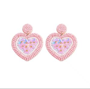 Nouveautés Boucles d'oreilles clous classiques unisexe faites à la main en perles de rocaille, motif chapeau, couleur blanc rose fleuri, pour enseignant, mariage - Product Image 5