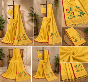 Sari en coton Jamdani, tissé à la main, de qualité supérieure, pour femme, idéal pour le bureau, sari indien pour femme - Product Image 5