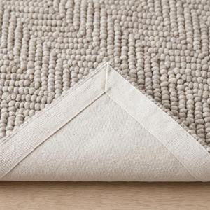 Tapis d'intérieur moderne minimaliste texturé en laine unie crème beige tissé à la main, antidérapant, à poils moyens - Product Image 6