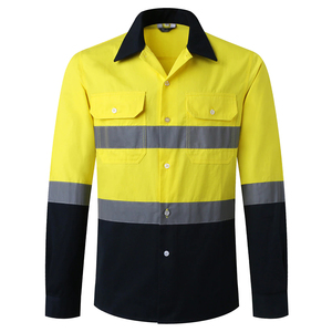 เสื้อเชิ้ตทำงานแขนยาวสีส้มสะท้อนแสงสำหรับผู้ชาย ลายทางสะท้อนแสง ระบายอากาศได้ดี เสื้อเชิ้ตนิรภัยแบบลำลอง - Product Image 6