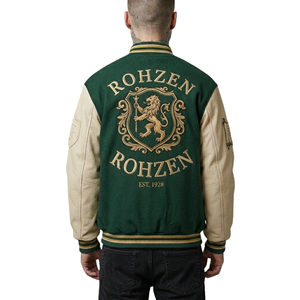 Chaqueta Bomber Varsity para Hombre de Alta Calidad, Personalizada ODM OEM, Superventas, con Bordado Vintage y Mangas de Cuero, Estilo Urbano - Product Image 3