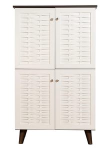 Engineered Wood Shoe <b>Rack</b> with Wooden Legs (Walnut and White, Matte Finish) - Product Image 3