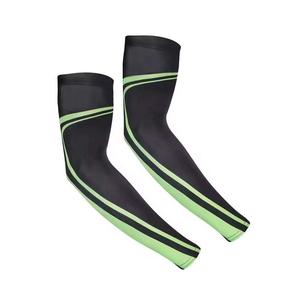 Manchons de compression pour cyclisme, noirs avec rayures vertes, protection anti-UV, pour adultes, unisexe, pour le sport - Product Image 2