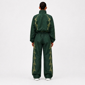 Nylon Black Sports Tracksuit <b>Set</b> with Matching Jacket and Track Pants for Athletic Training Fitness Running and Workout Wear - Product Image 2