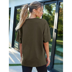 Camiseta Oversize de Cuello Redondo para Mujer, Color Liso, Manga Corta, Ajuste Holgado, 100% Algodón Jersey, Transpirable, Ecológica, Hombro Caído - Product Image 1