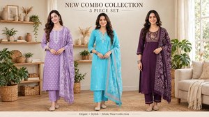 Ensemble 3 pièces pour femme en rayonne slub avec Kurti brodé, pantalon et dupatta imprimé numérique Chanderi - Product Image 2