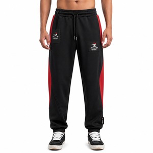 Custom Embroidery Logo Mid Waist Casual Loose Fit Wide Leg Baggy Heavyweight Breathable <b>Canvas</b> Sweatpants 100% Cotton All - Product Image 1