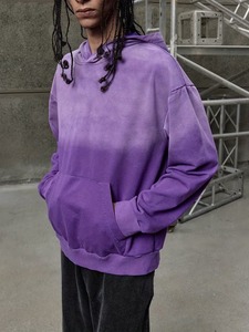 Sudadera con Capucha Morada Tie-Dye de Peso Pesado Fácil de Usar para Hombre, de Forro Polar de Algodón con Bolsillo y Color Degradado, Ajuste Regular, Estilo Urbano de Otoño - Product Image 5