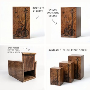 Urna Funeraria de Madera Estilo Americano Personalizada para Bebés con Grabado de Bicicleta Vintage, Contenedor de Cenizas Ecológico y Duradero - Product Image 3