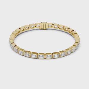 Pulsera de Diamantes Cultivados en Laboratorio con Bisel Esmeralda, Oro Amarillo de 10K, 14K, 18K con Engaste de Bisel para Compromiso y Boda - Product Image 1