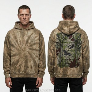 Sweat à capuche personnalisé tie-dye pour homme, imprimé graphique Forêt Sombre, streetwear, pull molletonné épais, directement de l'usine - Product Image 5