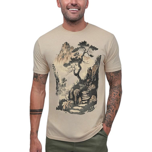 Metallic Gold Vein Black Marble Pattern Crew Neck T <b>Shirt</b> For Men Europe Wholesale Bulk Supply - Product Image 6