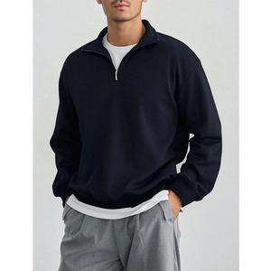 Sweat à capuche décontracté d'hiver sur mesure OEM/ODM avec fermeture éclair quart de tour 100 % coton, nouveau modèle pour homme, épais et surdimensionné - Product Image 3