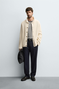 Cardigan en laine tricoté pour homme, manches longues, boutons sur le devant, couleur unie, vêtement d'hiver, pull épais et chaud - Product Image 5