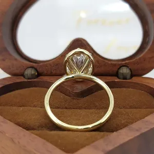 Anillo Solitario de Diamante Cultivado en Laboratorio con Corte Ovalado en Oro Amarillo Sólido, Anillo de Compromiso Minimalista para Mujer, Elegante Regalo de Joyería Nupcial - Product Image 2
