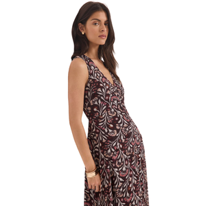 Vestido largo floral de manga corta para mujer, elegante vestido de corte en A - Product Image 4