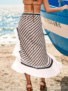 Women's Sarong Cover Up Chiffon Swimwear <b>Wrap</b> Skirt Self Tie Ruffle <b>Beach</b> Cover Ups - Product Image 3