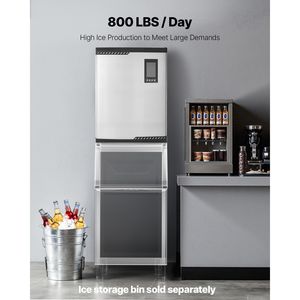 Macchina per il Ghiaccio in Acciaio Inox per Cucine Commerciali, 800 Libbre/Giorno, Autopulente Programmabile con Testa Regolabile - Product Image 3