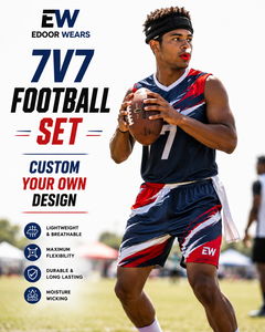 ชุดฟุตบอล EDOOR WEARS 7V7 แบบกำหนดเอง เสื้อแขนกุดลายทางพร้อมกางเกงขาสั้น ชุดยูนิฟอร์มโพลีเอสเตอร์ซับเหงื่อสำหรับผู้ใหญ่ - Product Image 1