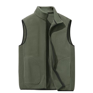 Chaleco Polar Verde Salvia Personalizado de Alta Calidad para Hombre, Cuello Alto, Ligero, con Ribete en Contraste, Chaleco Casual al por Mayor - Product Image 1