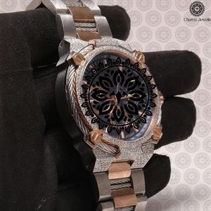 Montre de luxe pour homme Charm Jewels en acier inoxydable, cadran analogique rond de 43 mm, tachymètre, mouvement à quartz, fermoir pliant - Product Image 1