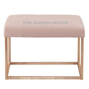 Customized Modern Furniture Home Stool & Ottoman Round Velvet Fabric with Metal Legs Ottoman Stool for <b>Bedroom</b> - Product Image 4