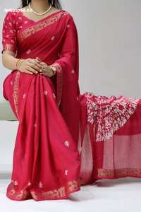 Collection de saris et chemisiers de qualité supérieure pour occasions spéciales, en jacquard Mul avec imprimé et bordure tissée Shibori - Fournisseur indien - Product Image 4