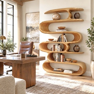 Estantería Moderna de Madera con Curvas Orgánicas y Estantes Fluidos para una Biblioteca Artística en el Hogar o un Elegante Adorno para la Sala de Estar - Product Image 3