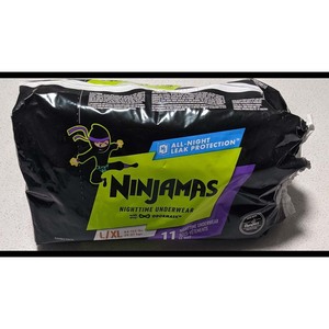 Pampers Ninjamas Ropa Interior Transpirable, Ecológica y Antibacteriana para Incontinencia Nocturna en Niñas, Talla L (64-125 Lbs), Paquete de 11 - Product Image 1