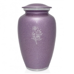 High Quality Classic Aluminium Adult Cremation Urns With Sticker Purple Marble Finished Metal funeral Urns For Human Ashes - Product Image 2