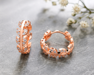 925 Sterling Silver <b>Leaf</b> Stud Earrings with Rose Gold Plating Women's <b>Jewelry</b> Earrings Minimalist Fashion <b>Jewelry</b> for Women - Product Image 5