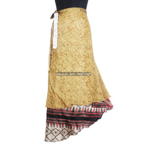 Girl Sexy Beachwear Long Silk <b>Wrap</b> <b>Skirt</b> 2 Layer Reversible Magic Silk Saris <b>Wrap</b> Long <b>Skirt</b> Silk Fabric Printed Magic <b>Wrap</b> 38" - Product Image 2