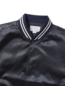 Veste décontractée pour homme, style universitaire, en satin, grande taille, bleu marine, nouvelle mode, personnalisable OEM. - Product Image 2