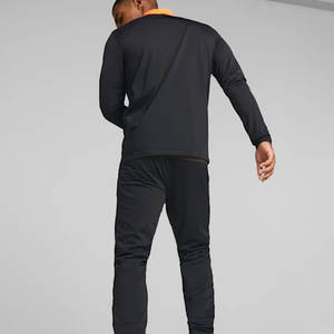 Ensemble de jogging uni de qualité supérieure pour hommes |   Survêtement noir obsidienne orange solaire V-Panel |   Ensemble de survêtement zippé - Product Image 4