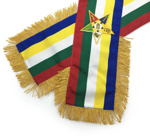 Faja Masónica de Seda Personalizada, Multicolor, con Franjas, Adorno Masónico, Flecos Dorados, Emblema de Estrella con LED Intermitente para Oficiales de Logia, Ceremonial - Product Image 5