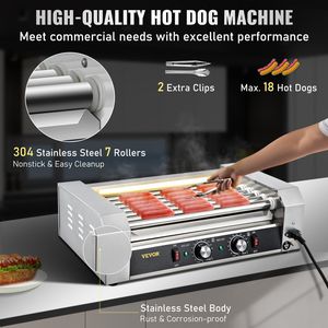 Griglia Elettrica per Hot Dog in Acciaio Inox da 18 Posti, 1050W, con Doppio Controllo della Temperatura e Luce LED - Product Image 3