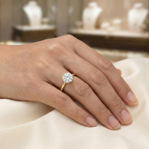 Bague de fiançailles de luxe en or 14K/10K avec diamant de laboratoire rond de 2,18 carats, légère et unique, pour femme, bijoux fins, fabrication d'usine - Product Image 6