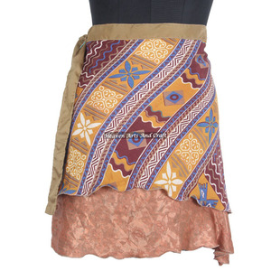 Hot Designs Of Recycled Reversible Silk Sari <b>Wrap</b> Mini Skirts Short Sari <b>Wrap</b> Skirt Trendy Boho Gypsy <b>Beach</b> Cover Sari Skirt - Product Image 2