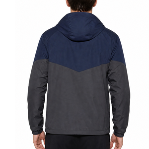 Veste coupe-vent pour homme Chevron Color Block Imperméable Bleu marine Gris Vêtements de sport d'extérieur Classique Veste à capuche avec fermeture éclair - Product Image 4
