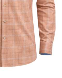 Camisa de Vestir Personalizada para Hombre, Corte Entallado, Diseño a Cuadros Color Durazno, Manga Larga, Cierre de Botones, Estilo Casual y Formal para Oficina, Ligera, Mezcla de Algodón, OEM - Product Image 6