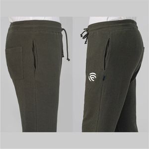 Pantalon de jogging slim fit en tissu gaufré olive pour homme - Product Image 5