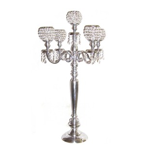 Nouveau Candelabre en Cristal Perlé Fait Main, Design Exclusif, 5 Bras avec Base Solide, Centre de Table, Décoration de Mariage, Porte-Bougies Chauffe-Plat - Product Image 5